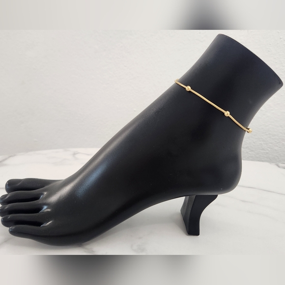 Jewelry - Round Beads Snake Chain Gold Plated Anklet